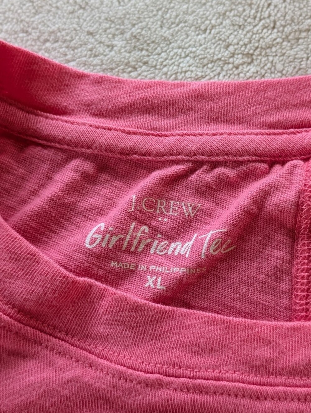 J. Crew Pink Long Sleeve Girlfriend Tshirt Tee 100% Cotton Re-Imagined Women XL - Picture 4 of 8